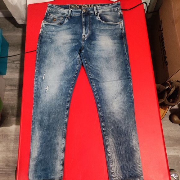 U.S. Polo Assn. jeans denim distressed rips men's size 34 x 29 - Picture 1 of 7
